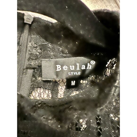 Beulah Style Black Lace Mock Neck top with Trumpet Sleeves - Size S - Picture 3 of 6